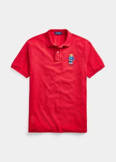 Polos Polo Ralph Lauren Hombre Rojos - Custom Slim Fit Bear Mesh - FXDBN0237